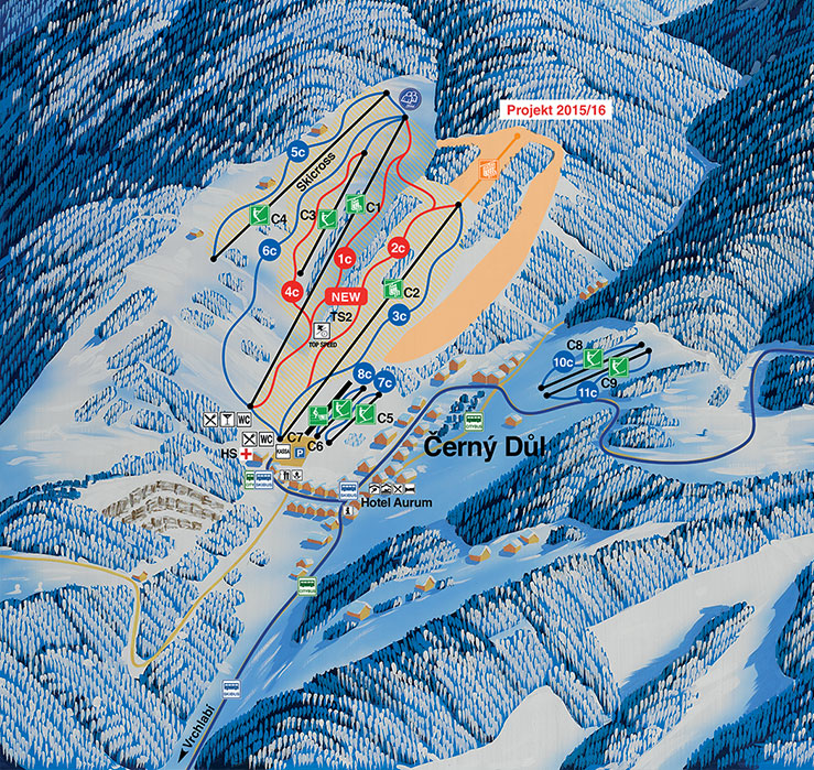 Kliknutím zvětšíte mapu cerny-dul - ski map