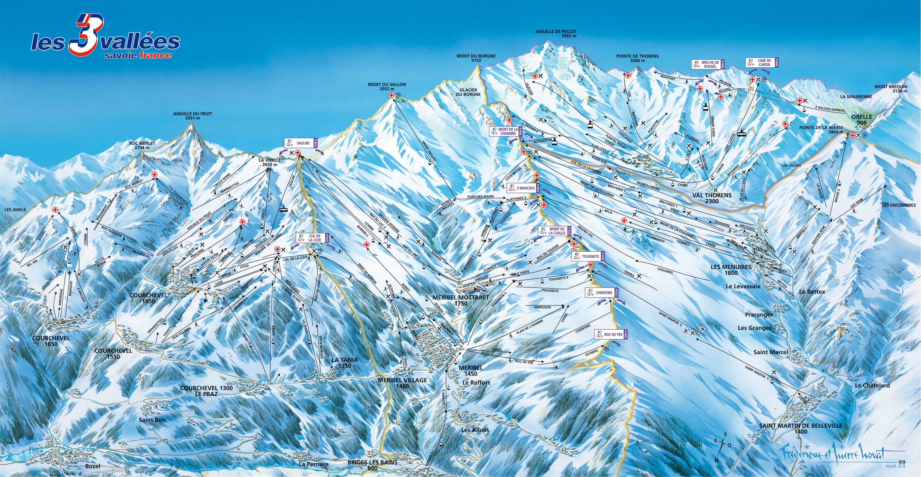 Kliknutím zvětšíte mapu val-thorens - ski map