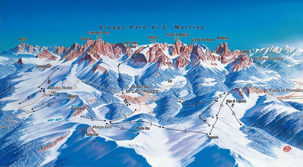 Kliknutím zvětšíte mapu Passo Rolle - map
