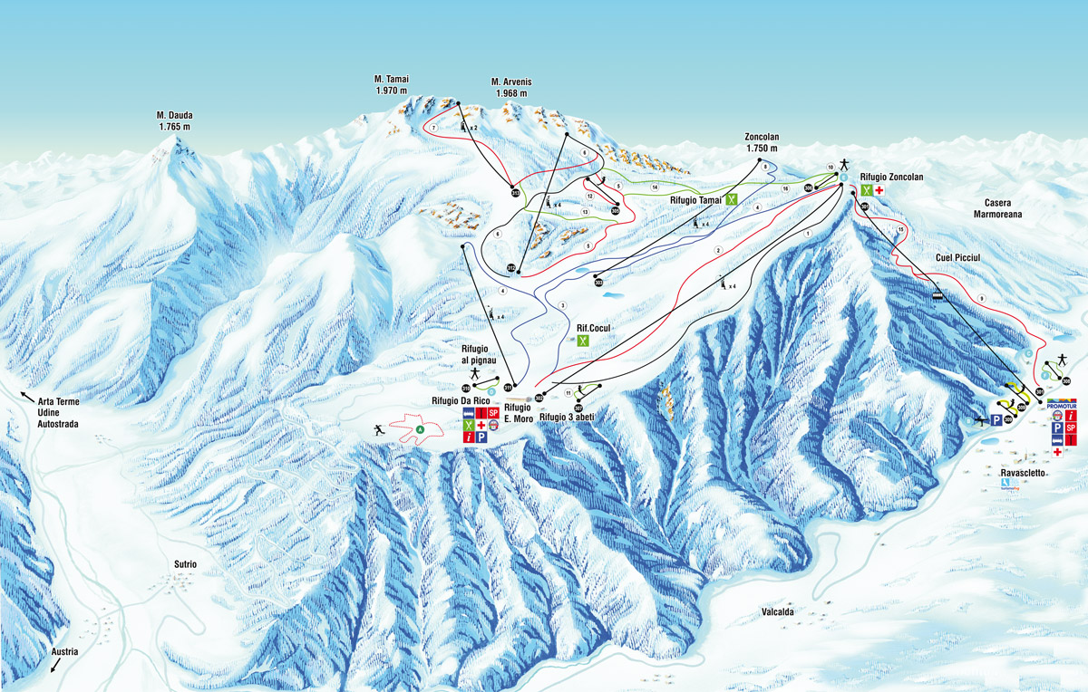 Kliknutím zvětšíte mapu ravascletto-zoncolan - map