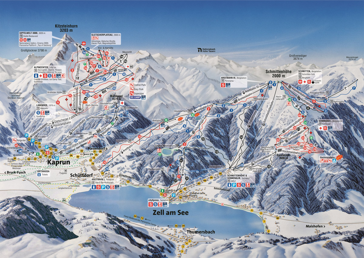 Kliknutím zvětšíte mapu Zell am See / Kaprun - ski map