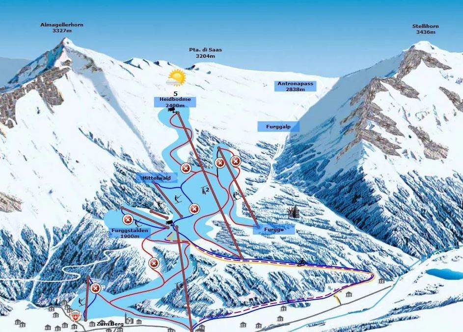 saas-almagell - ski map