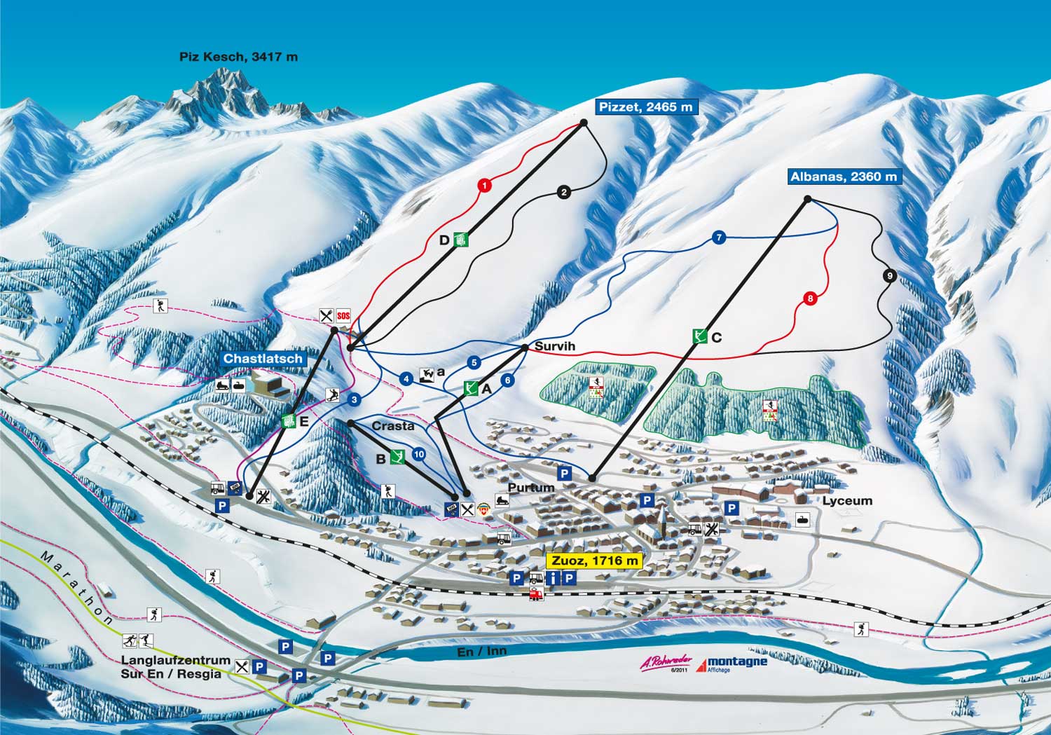 zuoz - ski map